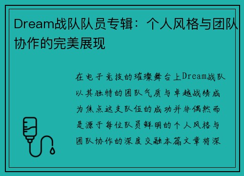 Dream战队队员专辑：个人风格与团队协作的完美展现
